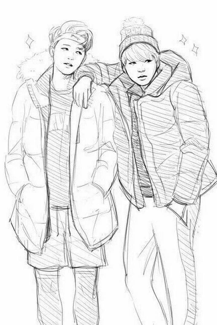 Singers from BTS coloring page