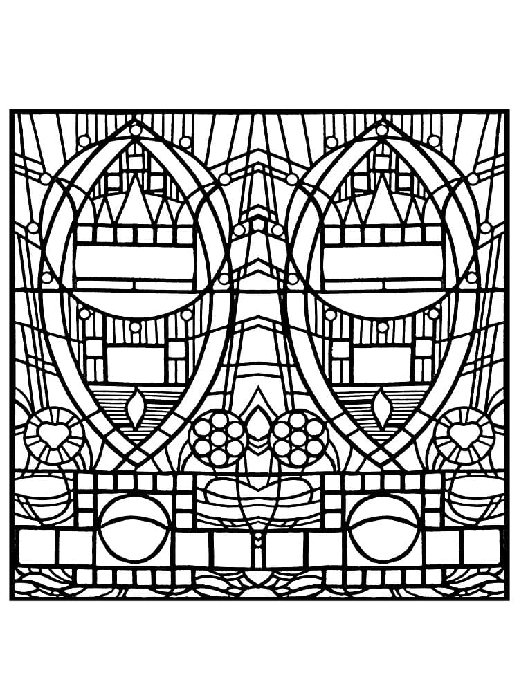 beauty and the beast stained glass coloring page