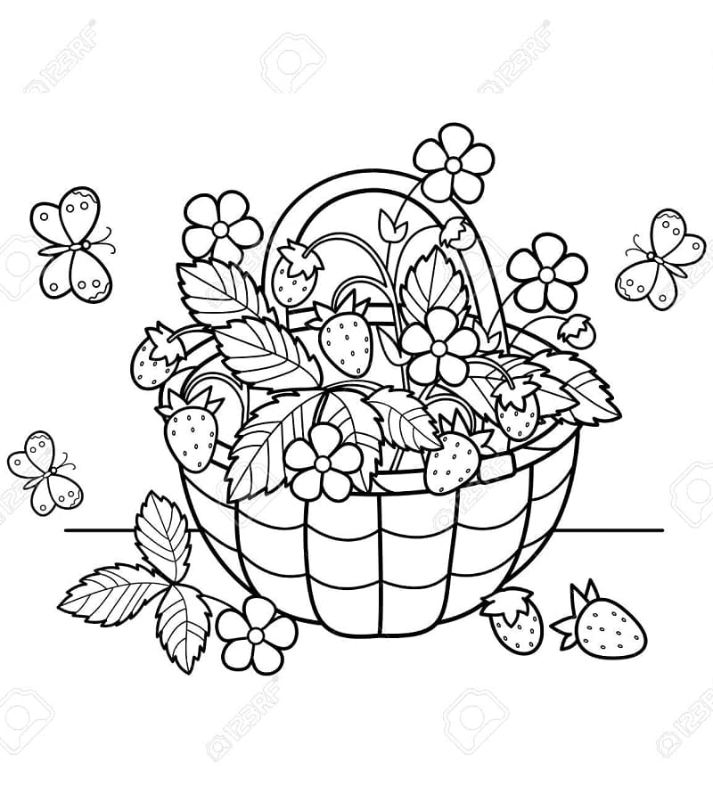 Strawberry Basket coloring page