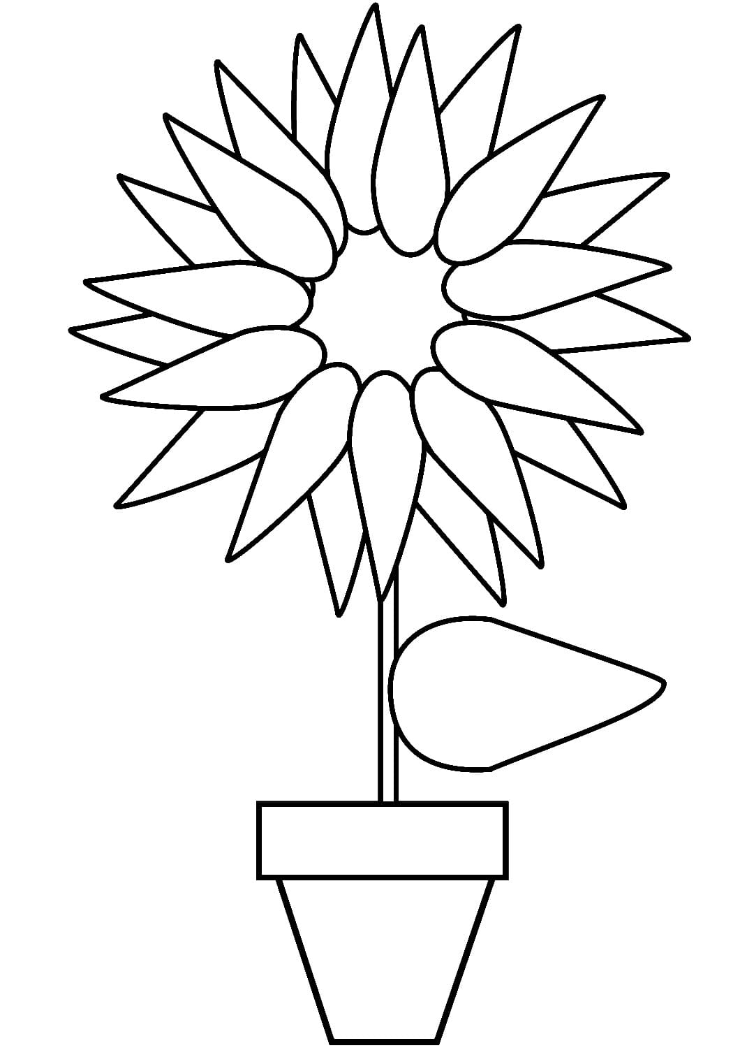 Sunflower Pot coloring page