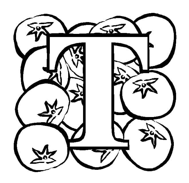 T is For Tomato coloring page