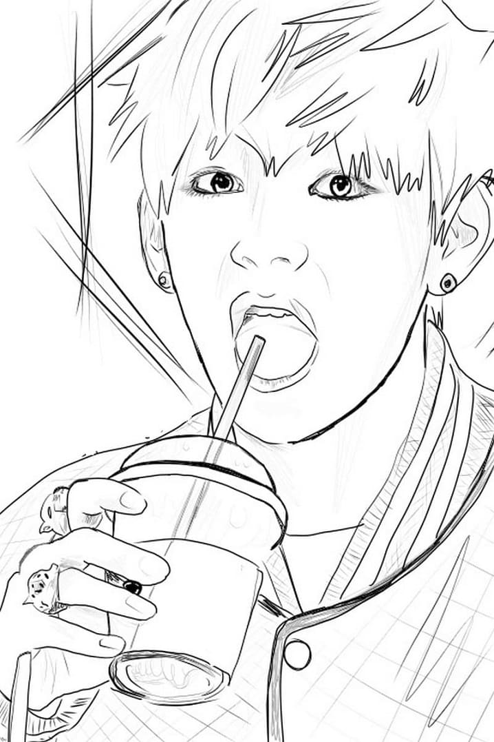 V from BTS coloring page