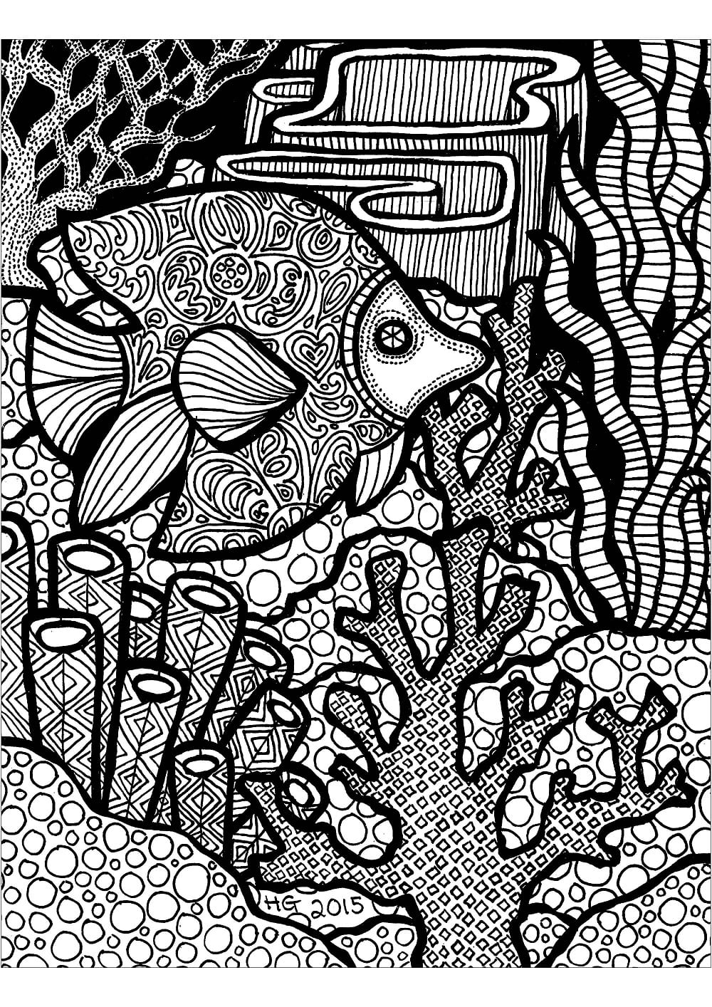Zentangle Fish coloring page - Download, Print or Color Online for Free