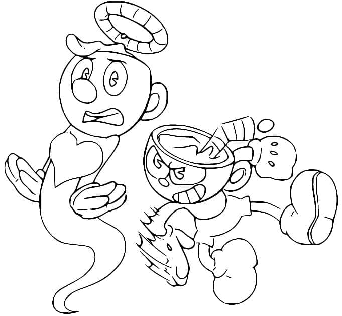 Animated Cuphead coloring page