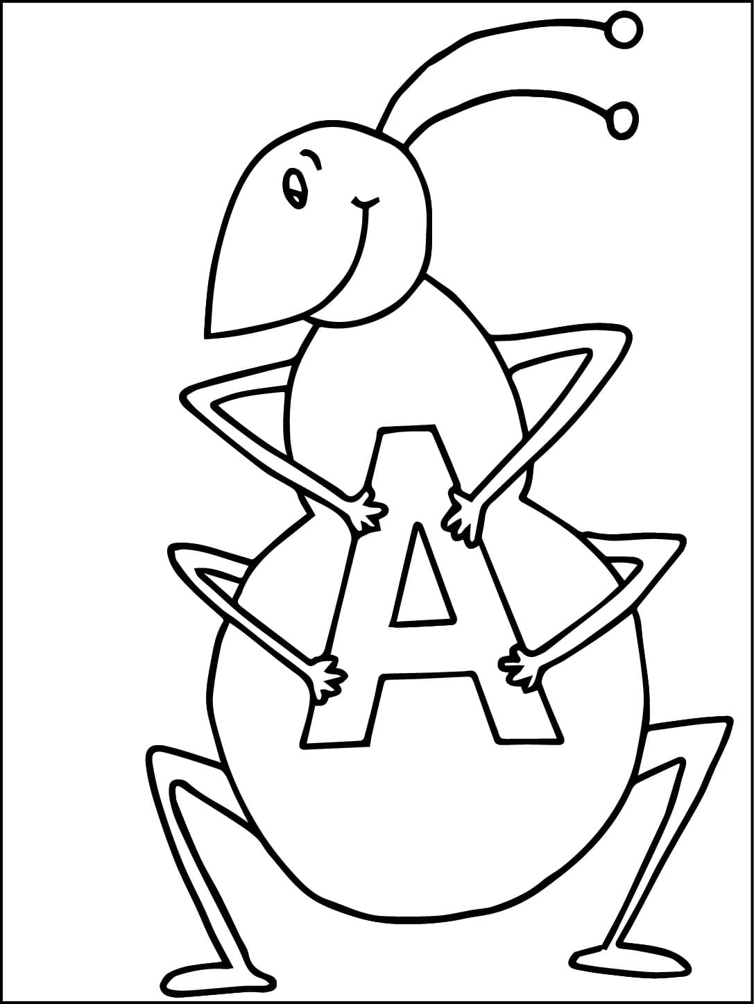 Ant Letter A coloring page