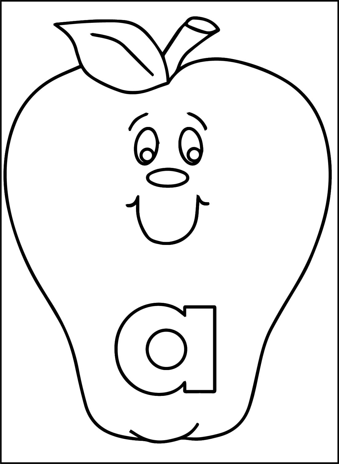 Apple Letter A coloring page