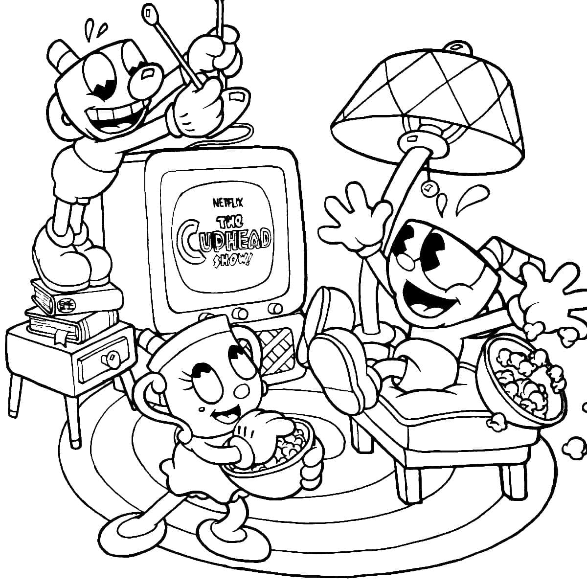 Cuphead Characters coloring page