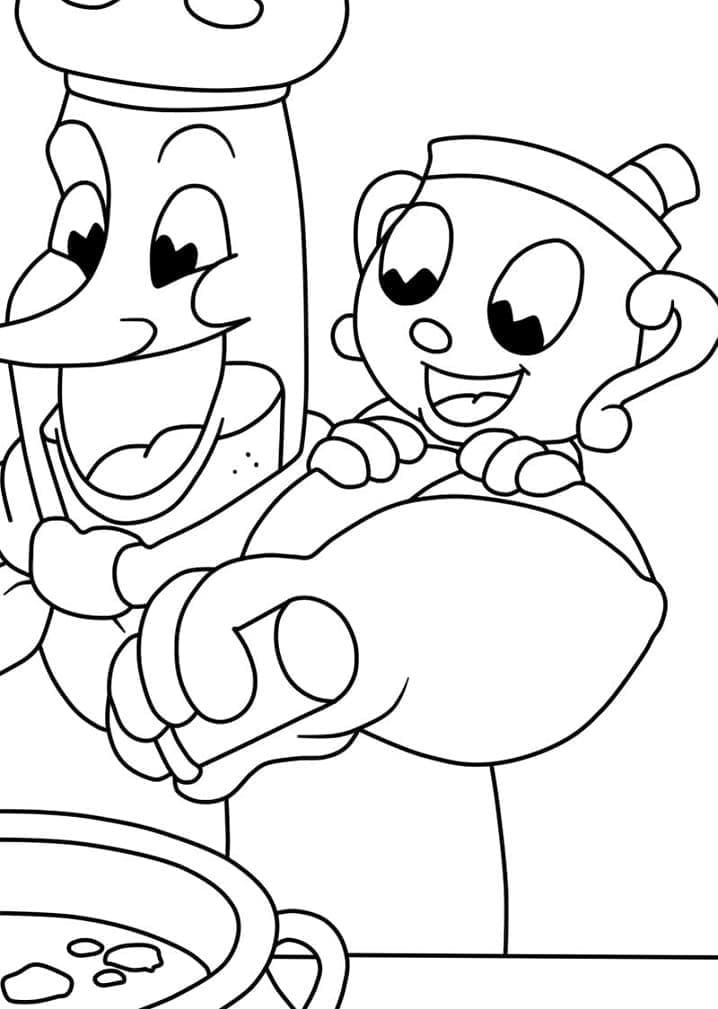 Cuphead Funny coloring page