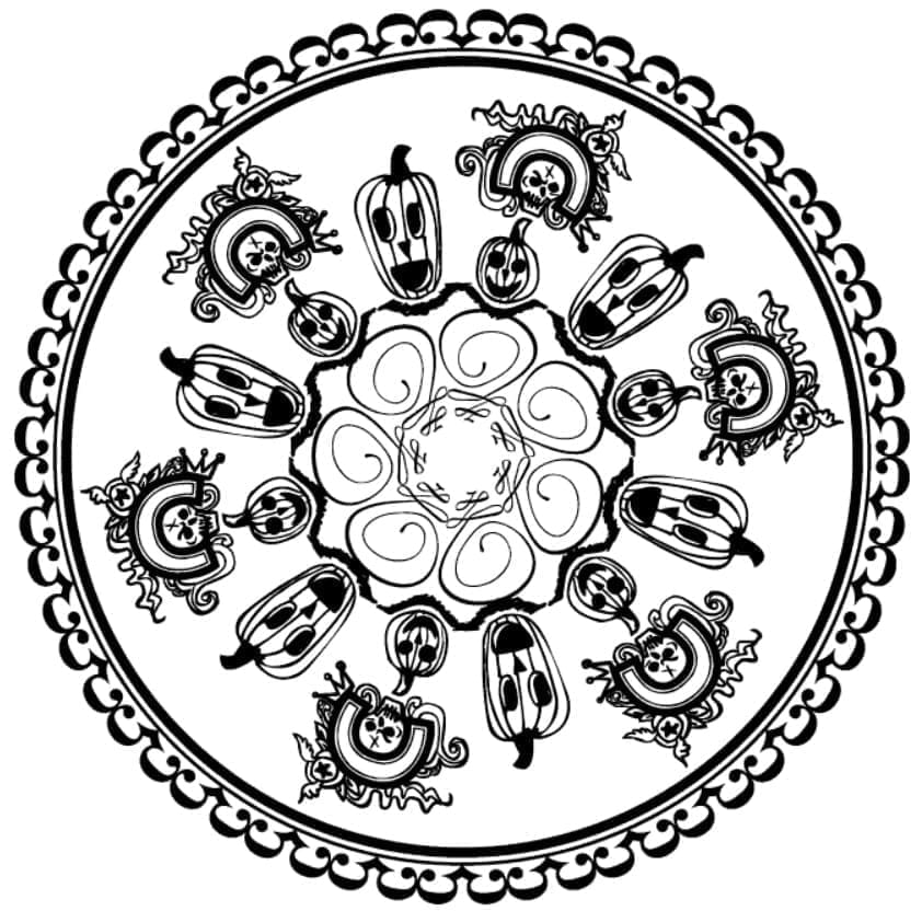 Drawing of Halloween Mandala coloring page