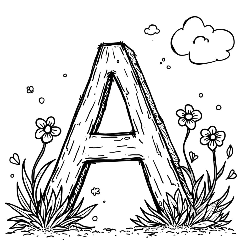 Drawing of Letter A coloring page