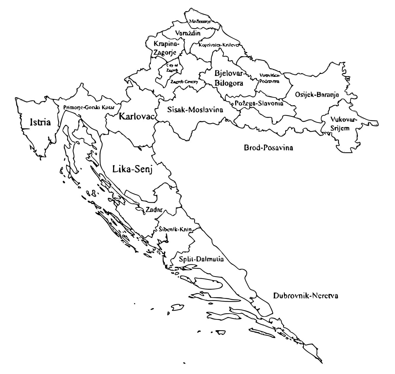 Free Printable Croatia Map coloring page - Download, Print or Color ...