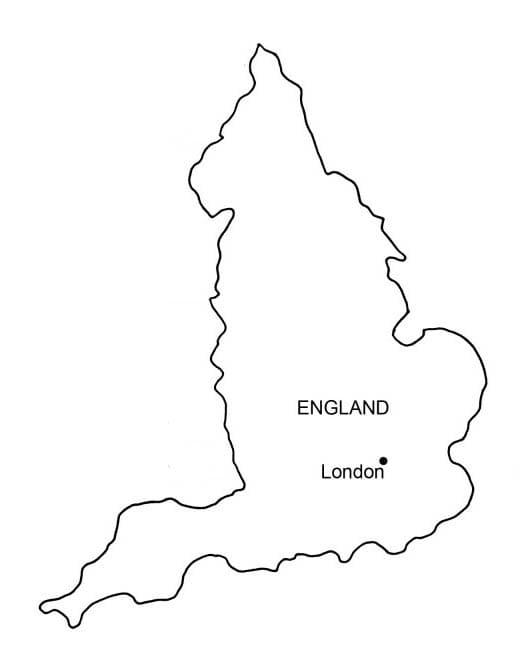 Free Printable Map of England coloring page