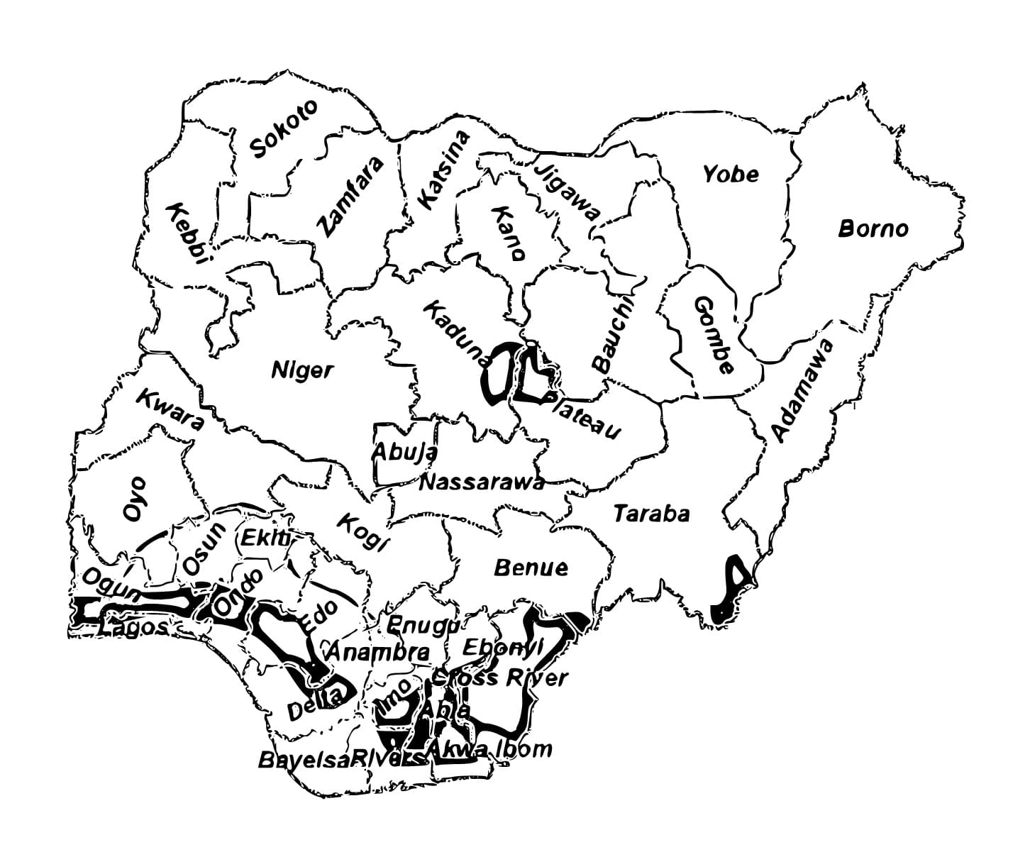 Free Printable Nigeria Map