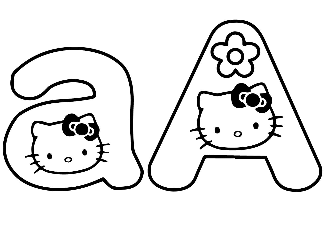 Hello Kitty Letter A coloring page