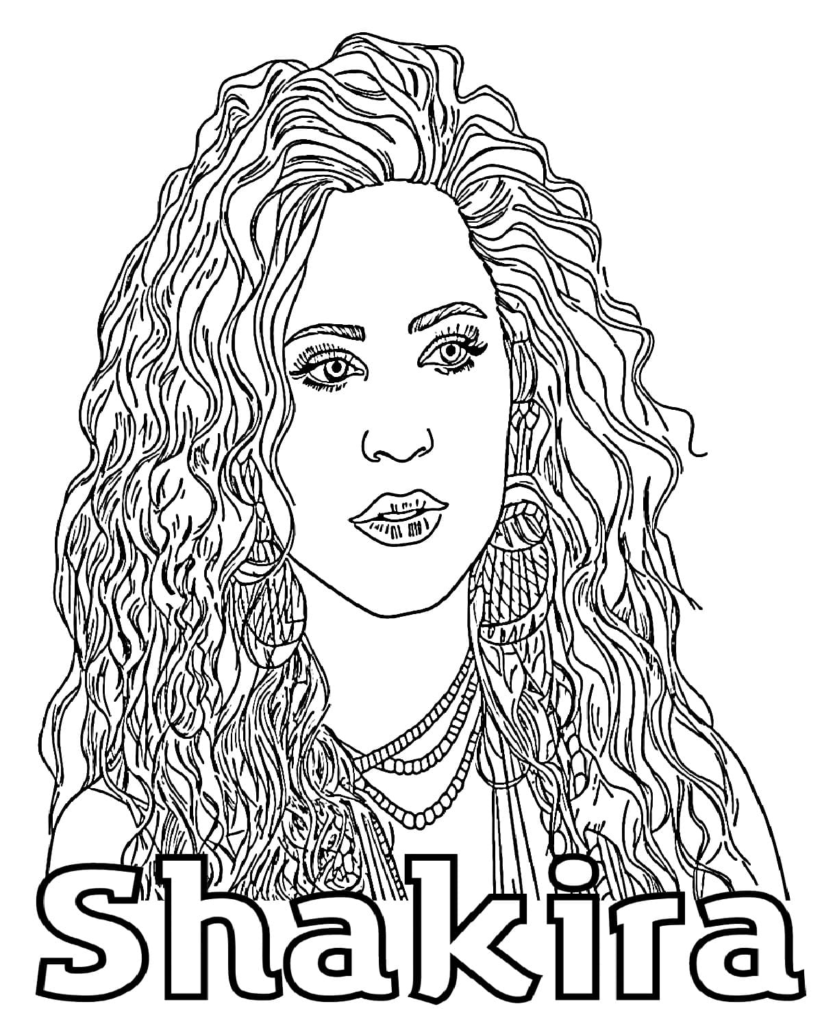 Lovely Shakira coloring page