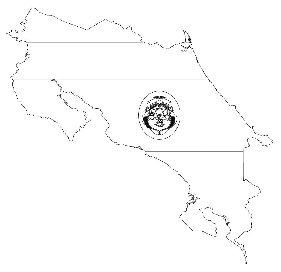 Map of Costa Rica coloring page - Download, Print or Color Online for Free