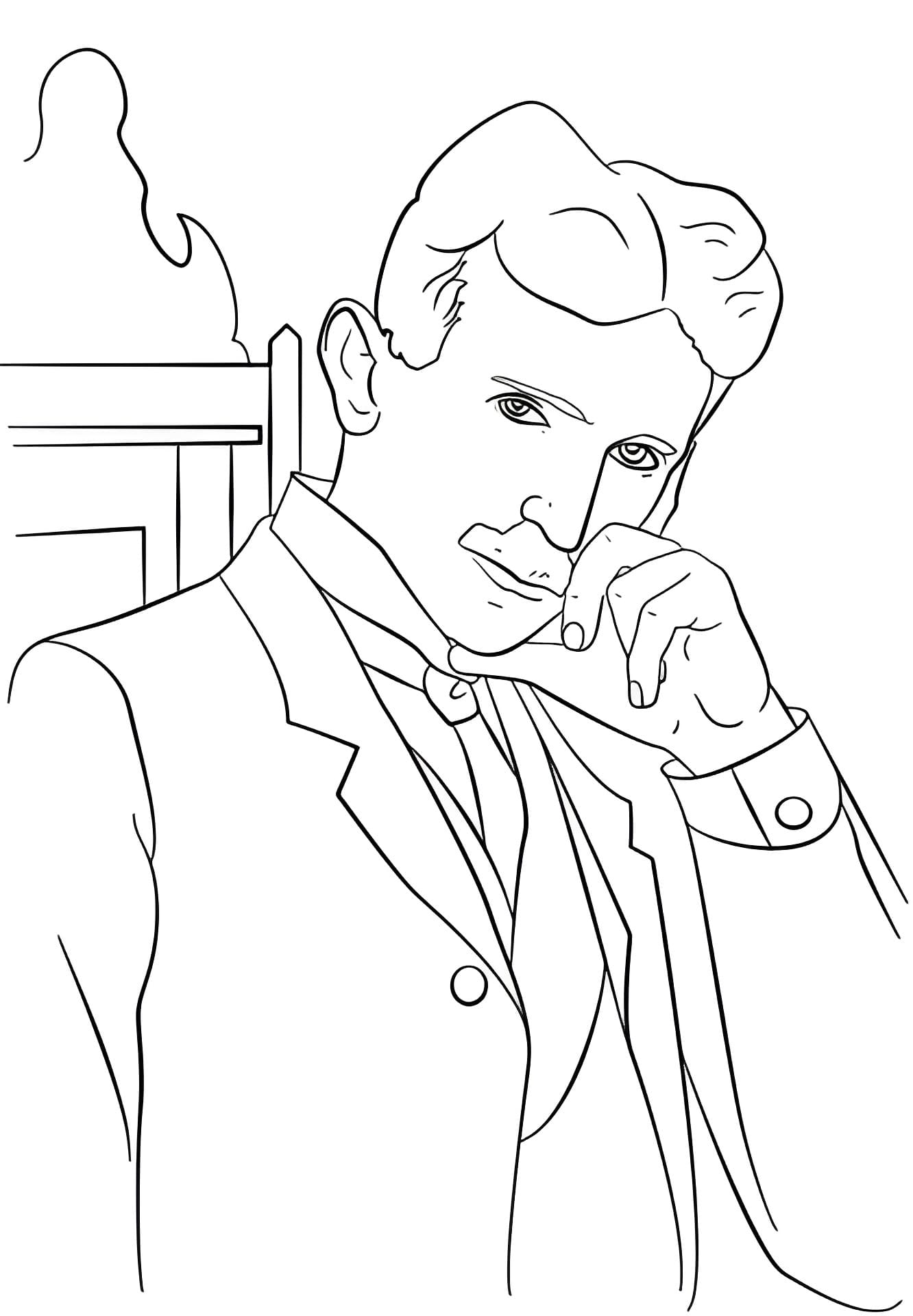 Nikola Tesla coloring page