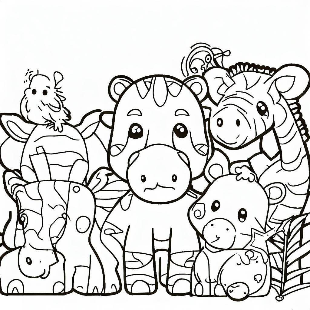 Printable Cute Zoo Animals coloring page - Download, Print or Color ...