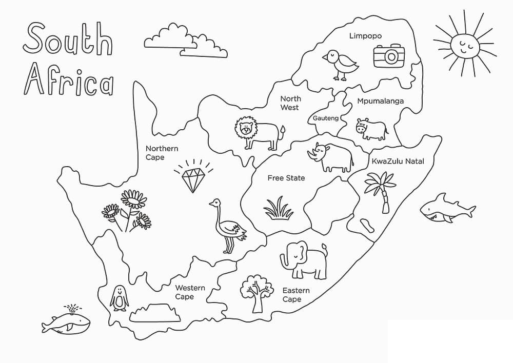 South Africa’s Map coloring page