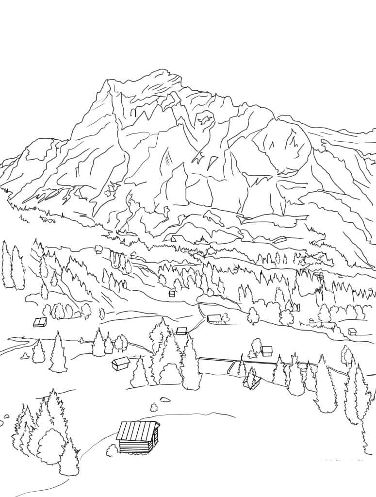 Swiss Alps coloring page