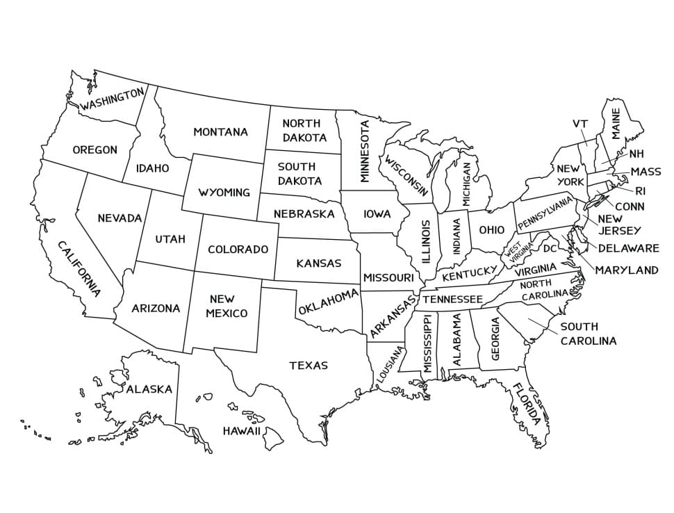 US Map coloring page - Download, Print or Color Online for Free
