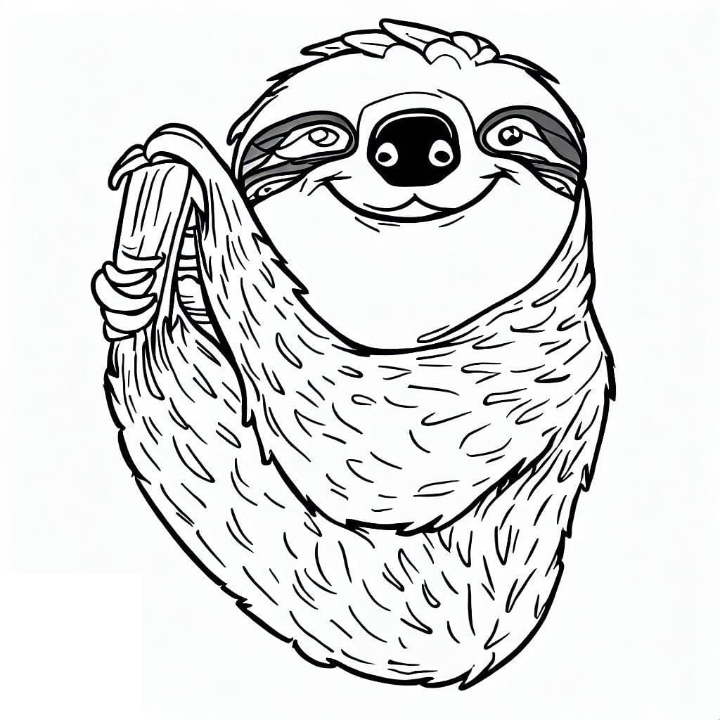 Happy Sloth coloring page