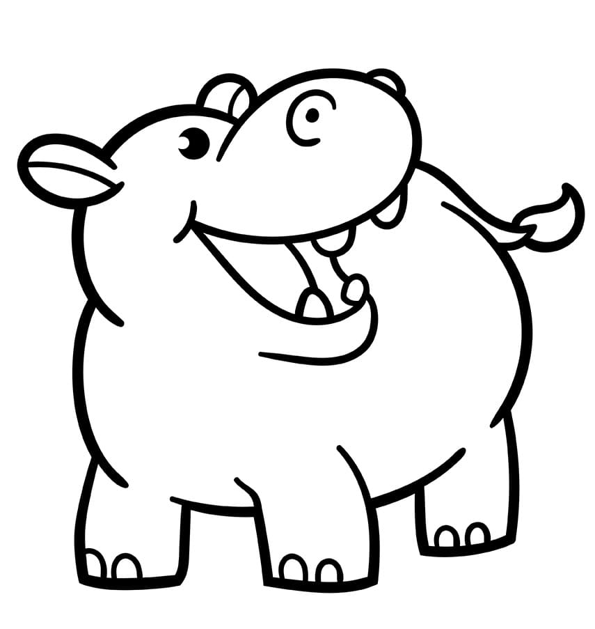 A Cheerful Hippo coloring page