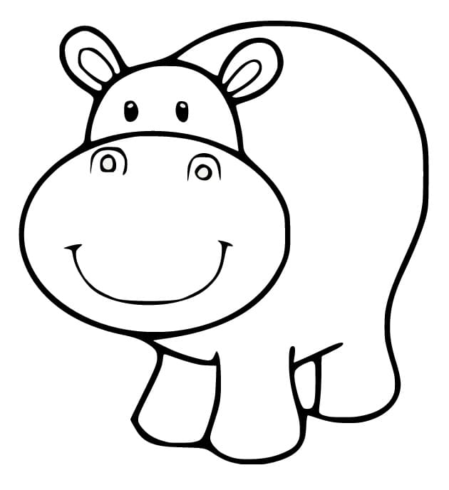 A Cute Hippo Smiling coloring page