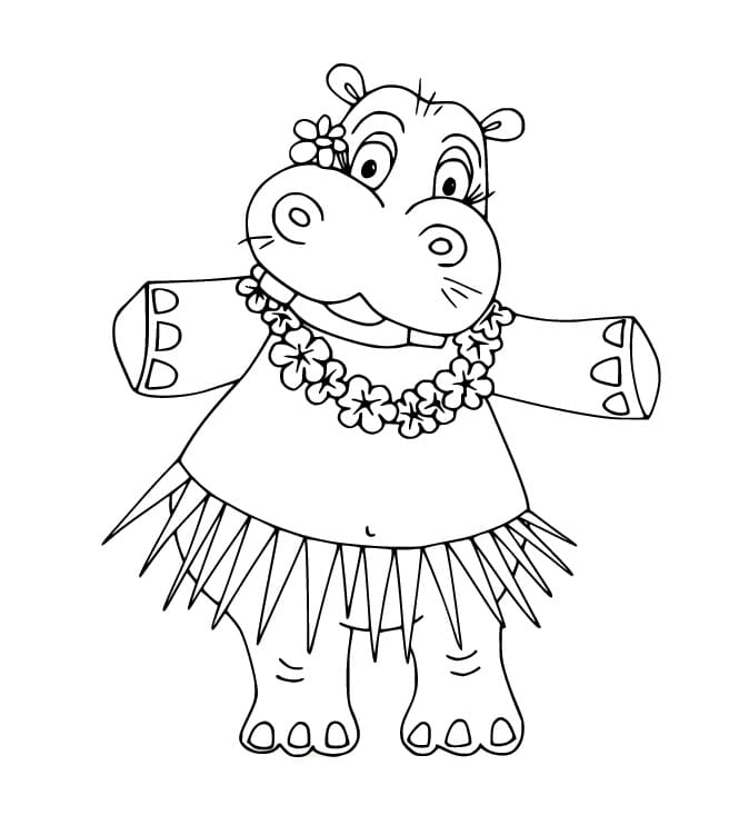 A Funny Hippo coloring page