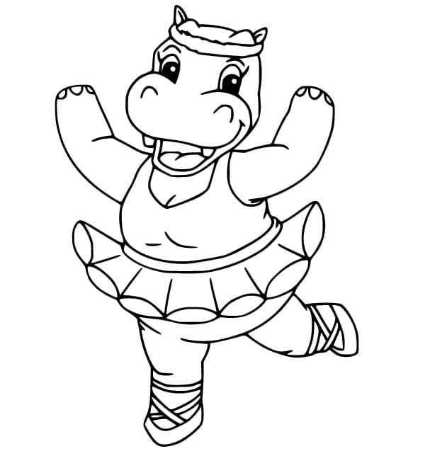 A Hippo Dancing Ballet coloring page