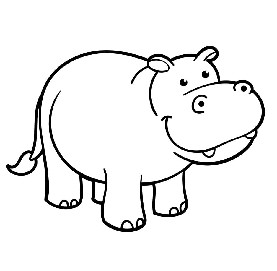 A Smiling Hippo coloring page