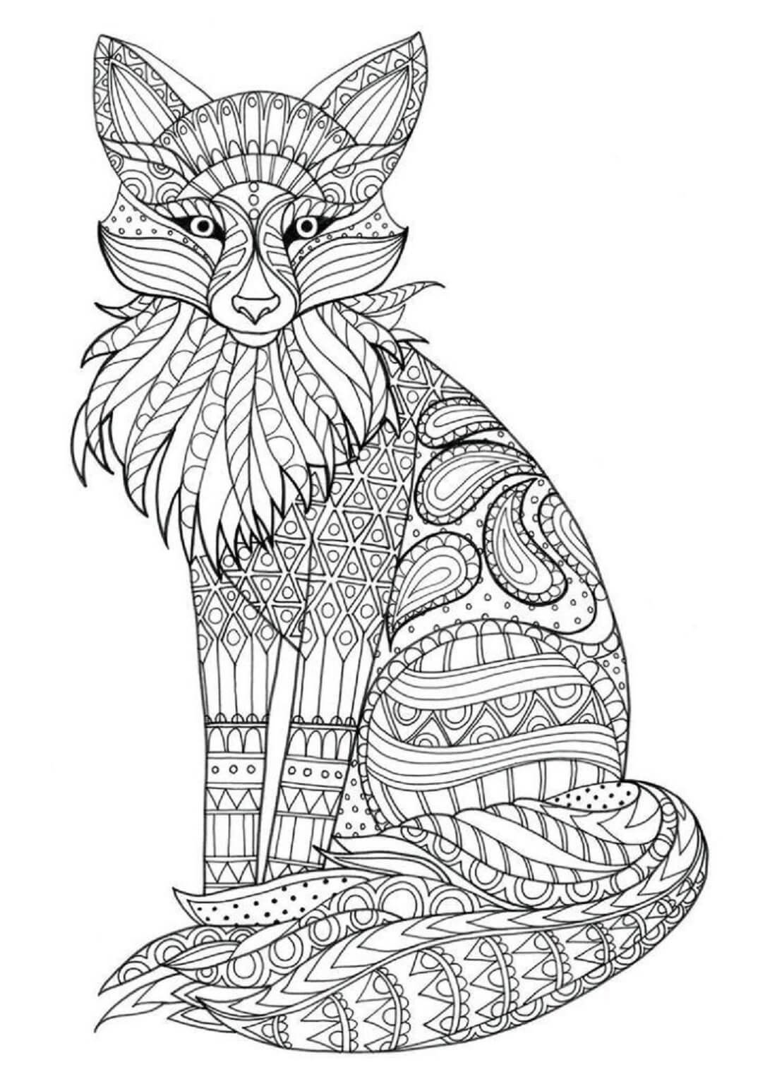 Awesome Fox Mandala coloring page