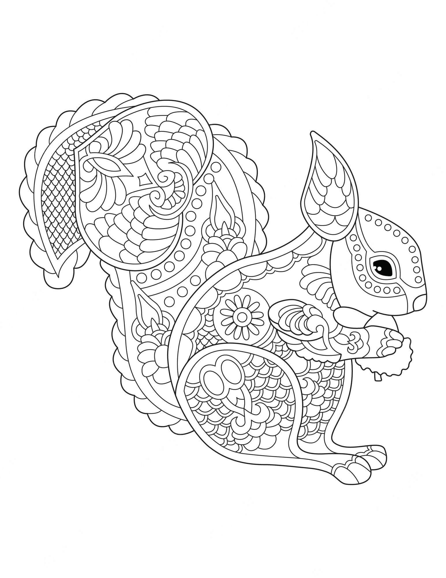 Awesome Squirrel Mandala coloring page