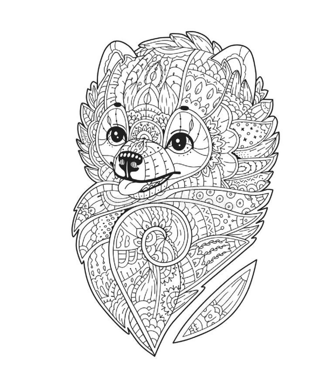 Basic Dog Face Mandala coloring page