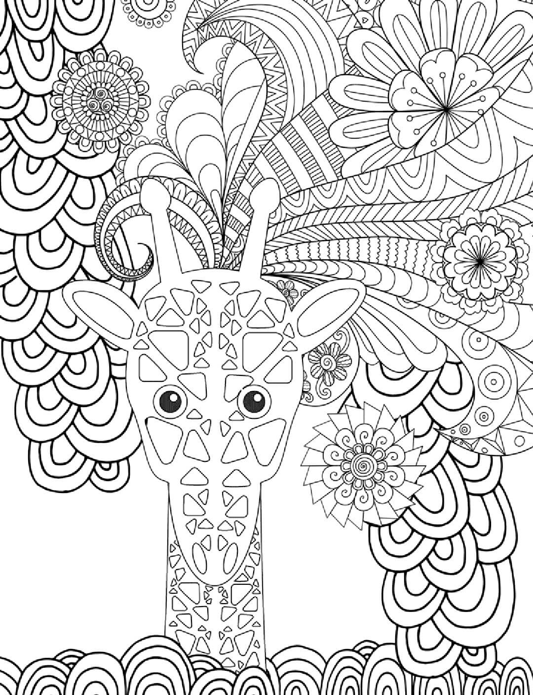 Basic Giraffe Head Mandala coloring page