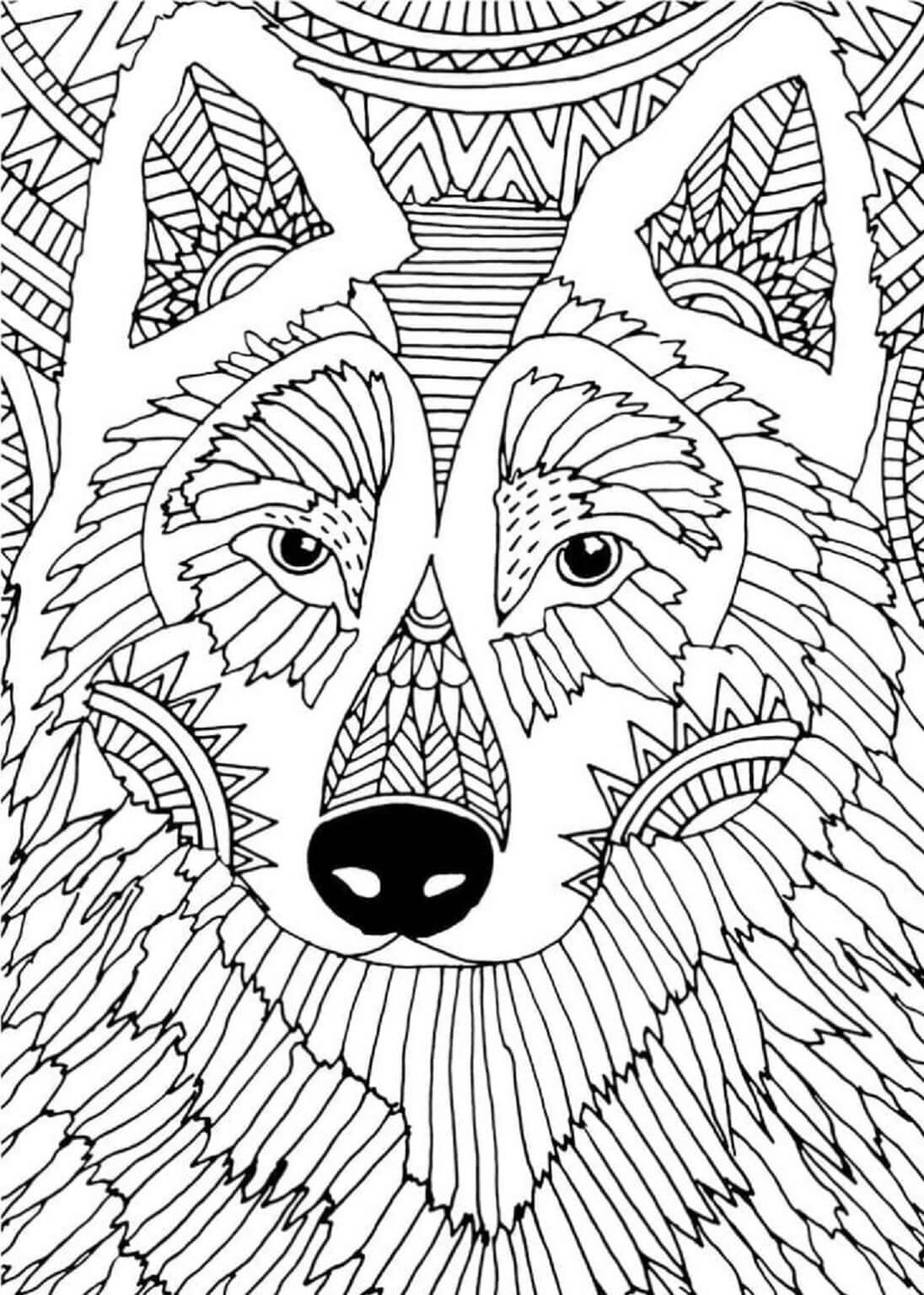 Basic Wolf Head Mandala coloring page - Download, Print or Color Online ...