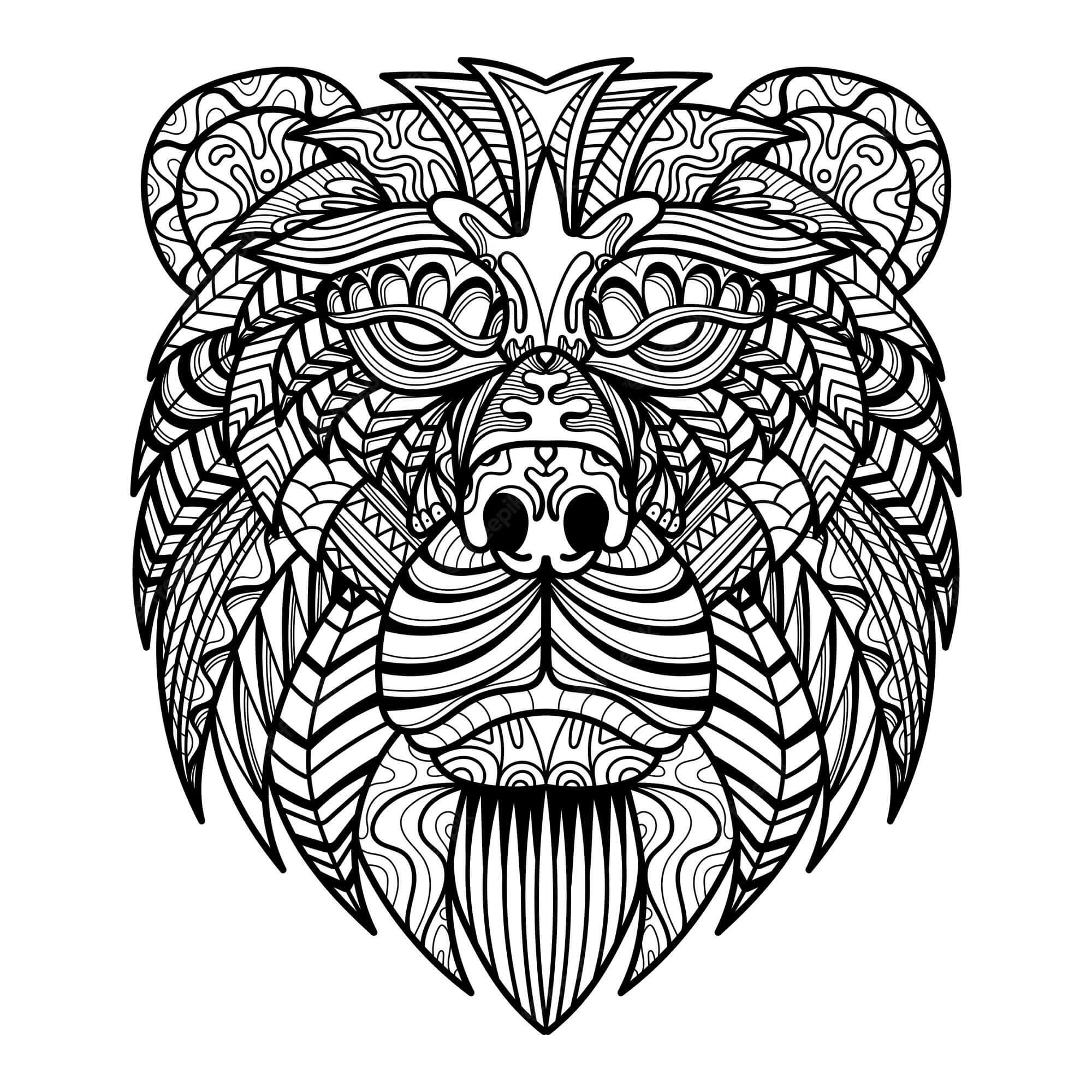 Bear Head Mandala coloring page