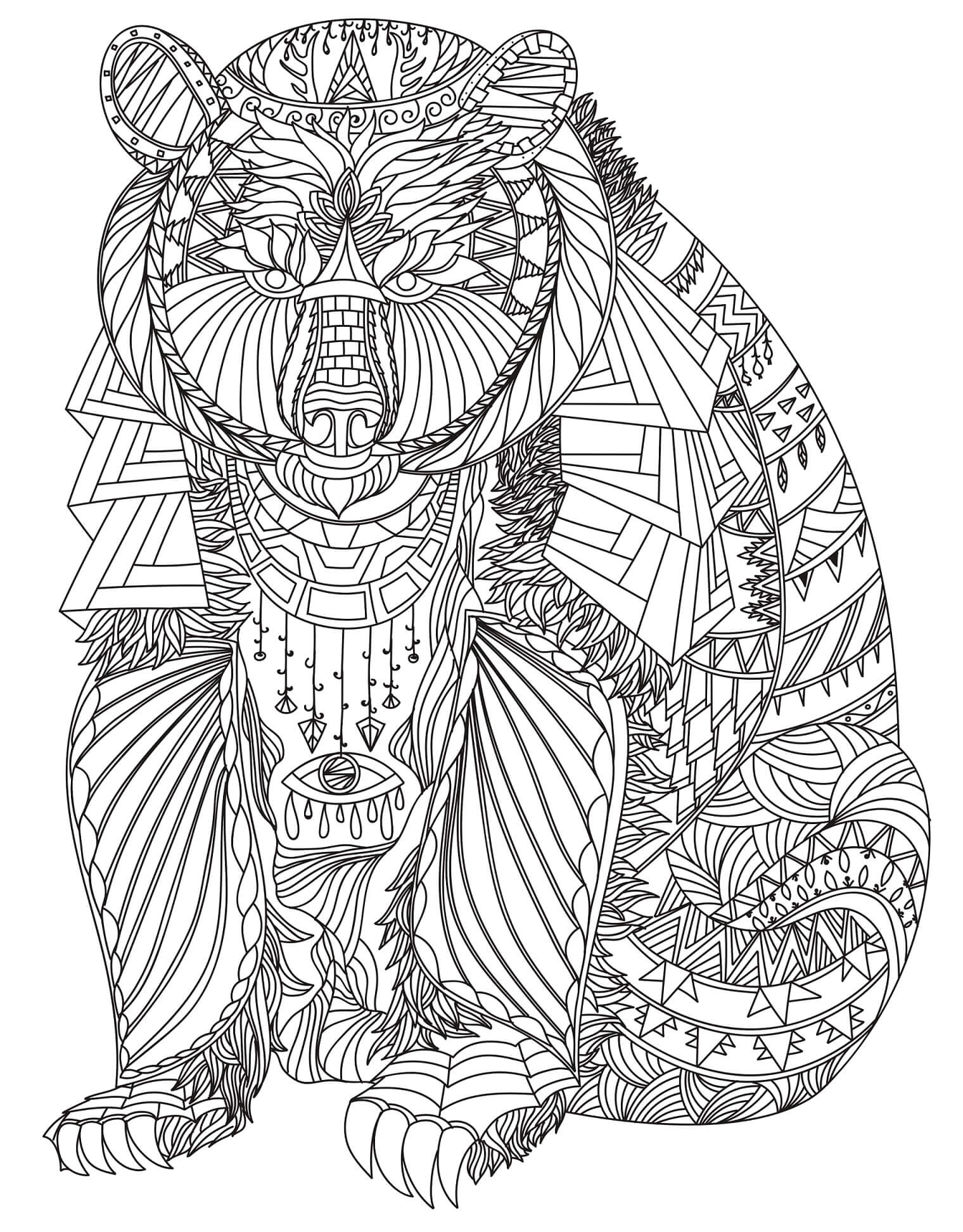 Bear Sitting With Tree Mandala