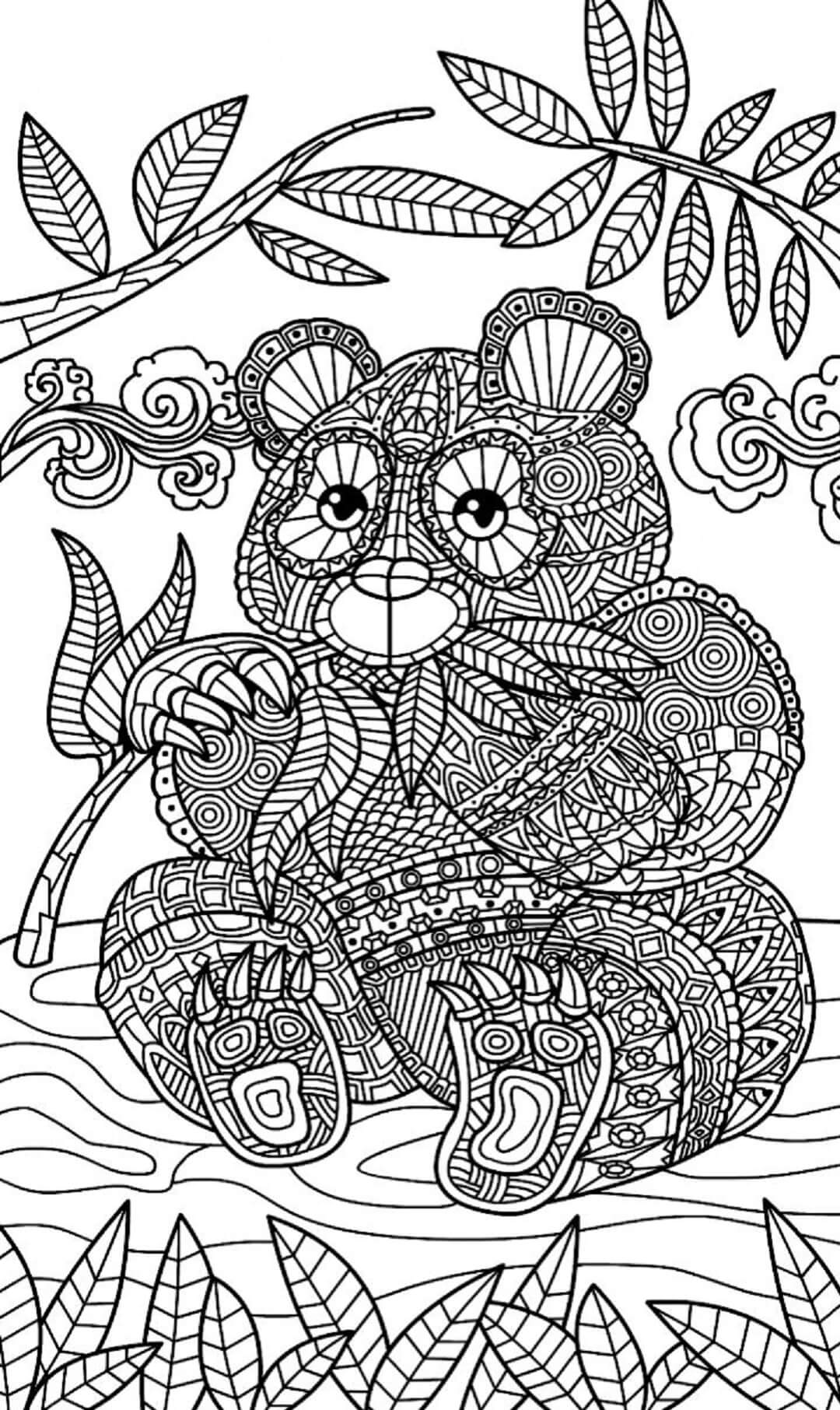 Bear With Leaves Mandala coloring page