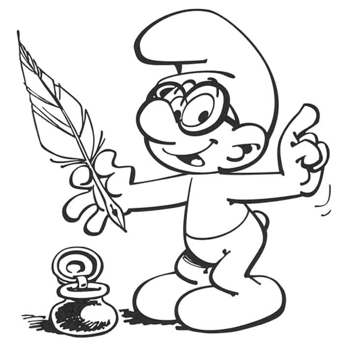 Brainy Smurf is Happy coloring page