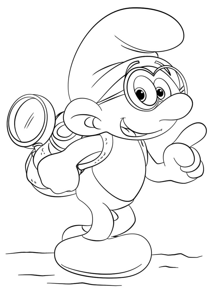 Brainy Smurf is Smiling coloring page