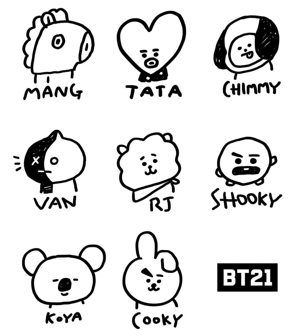 BT21 Collection coloring page