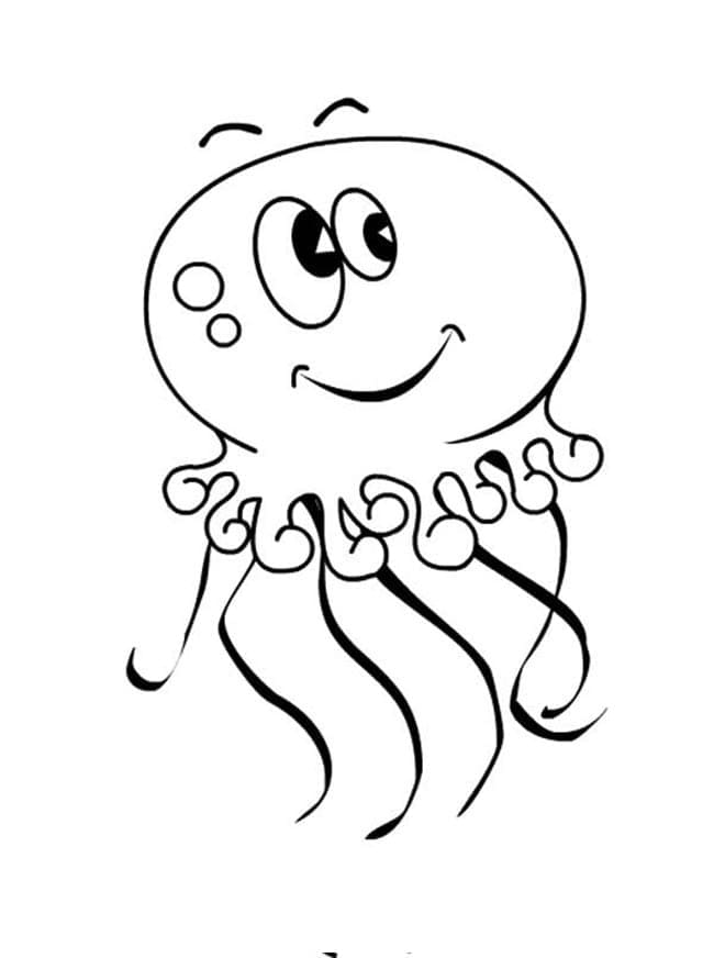 Cartoon Smiling Jellyfish coloring page