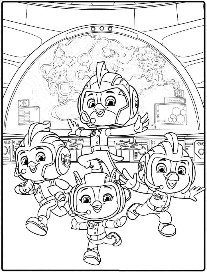 Characters from Top Wing coloring page