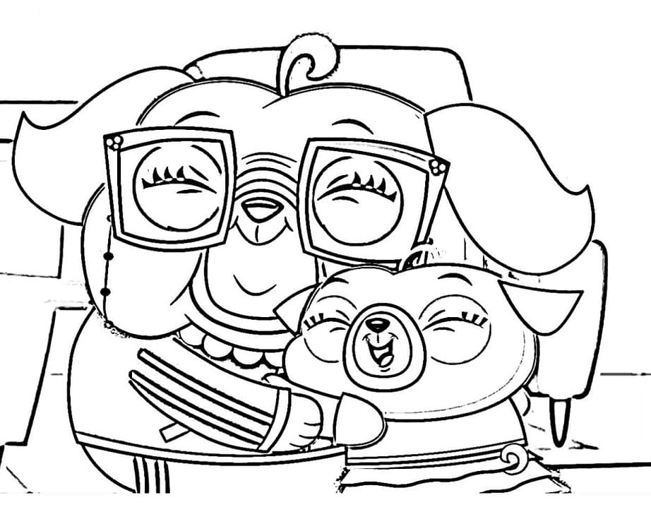 Chip and Grandma Pug coloring page