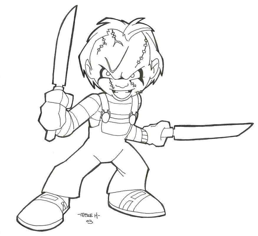 Chucky with Knives coloring page - Download, Print or Color Online for Free