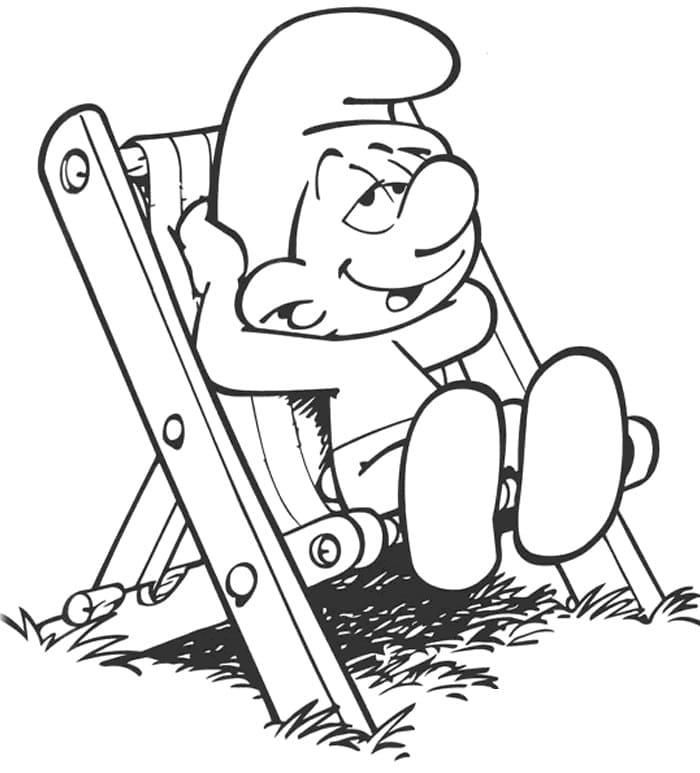 Clumsy Smurf is Relaxing coloring page