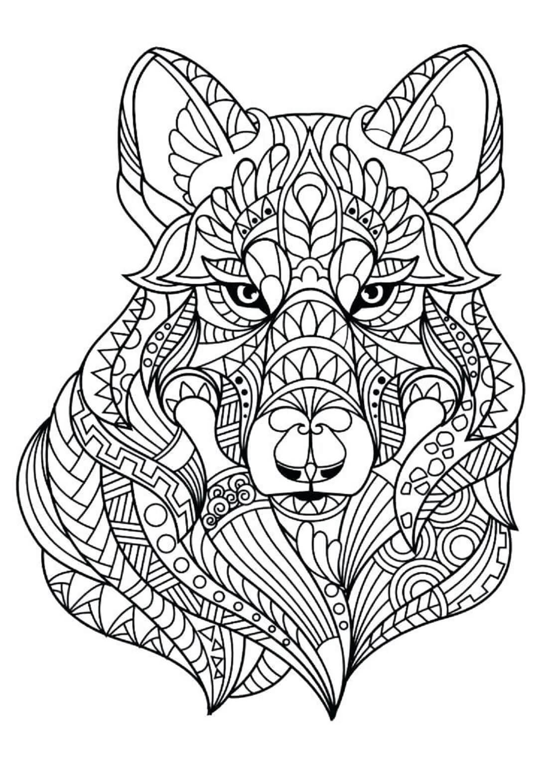 Cool Dog Face Mandala coloring page