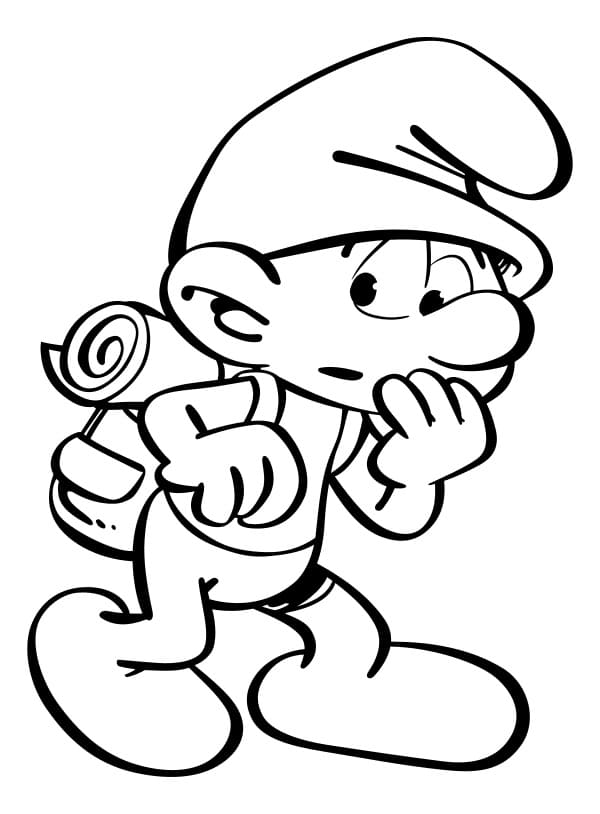 Curious Clumsy Smurf coloring page