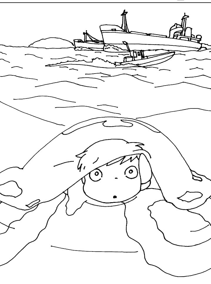 Curious Ponyo coloring page